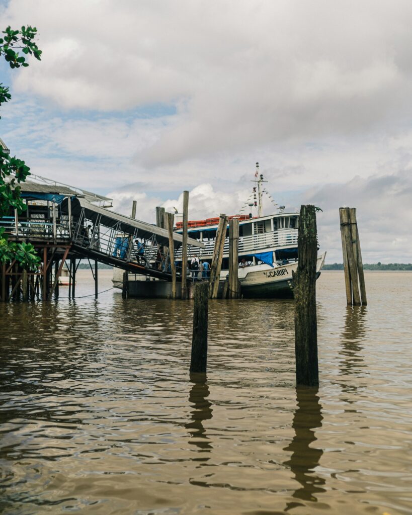 A river boat moored at a pier in Bel&eacute;m, by Thiago Rosa