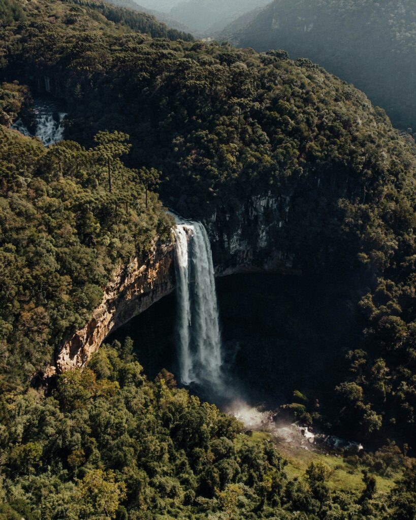 Drone view of the Cascata do Caracol, Canela, by Paulo Freitas