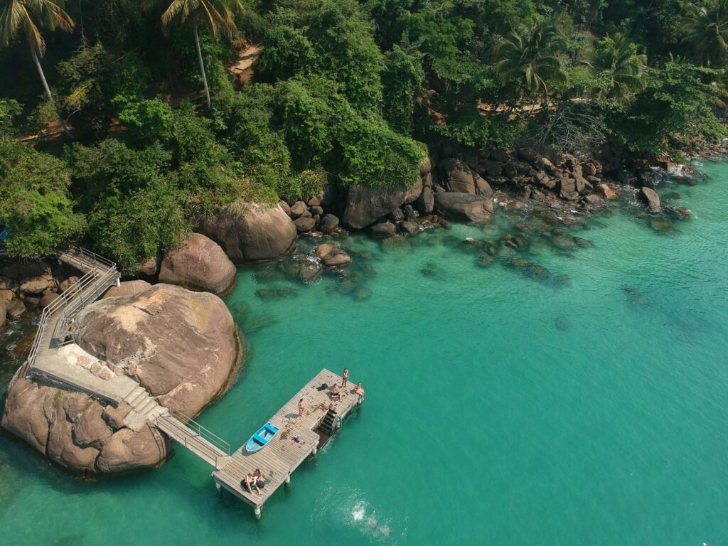 Aerial view of Praia do Aventureiro, Ilha Grande, by Alexsandre Almeida