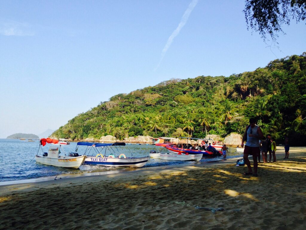 Beachgoers at Praia do Pouso, Ilha Grande, by Guillermo Bresciano