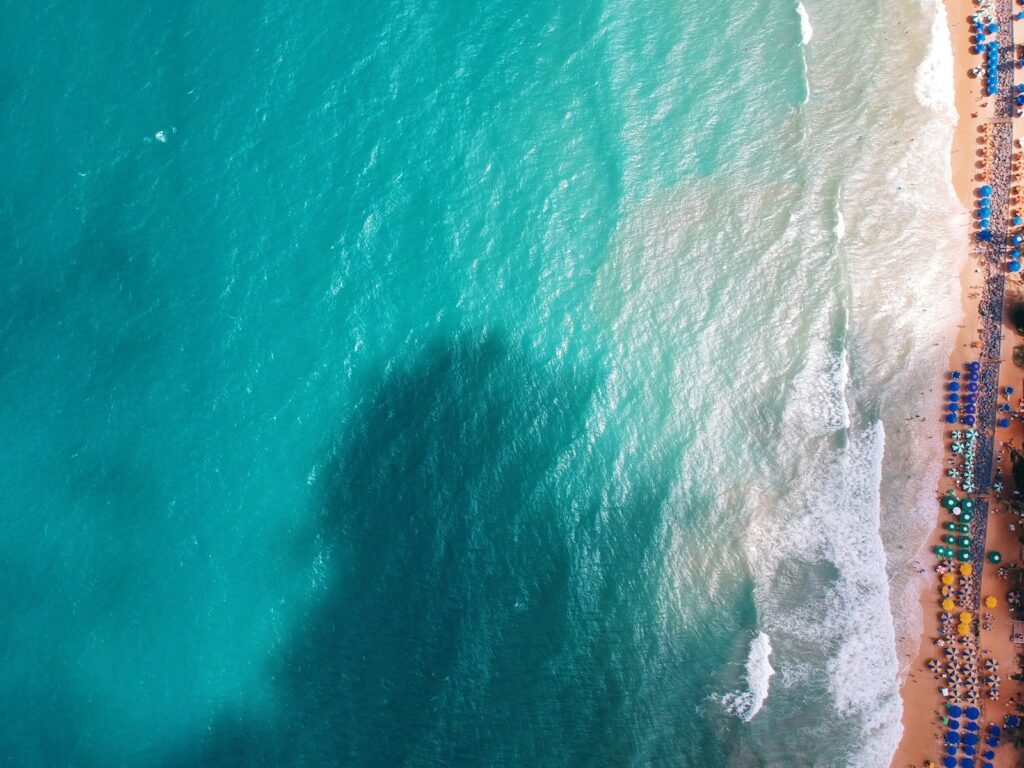 Drone view of the shoreline at Ponta Negra, Natal, by Pedro Menezes