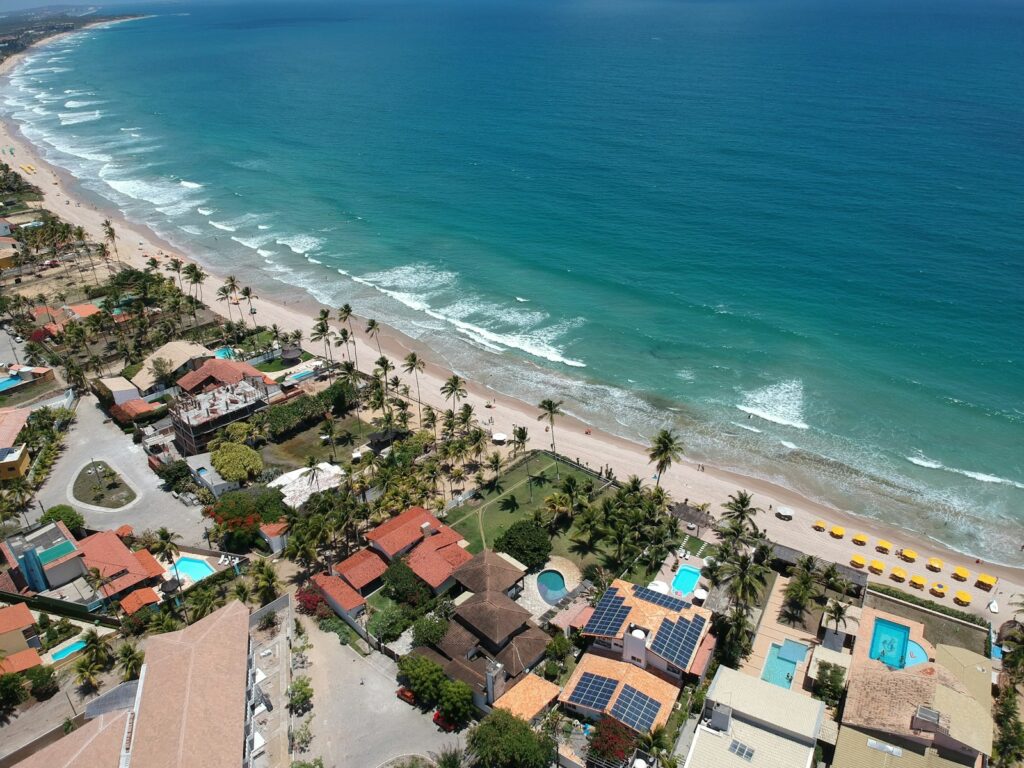 Aerial view of Porto de Galinhas beach and resorts on the Pernambuco coast, by Bruno Muniz