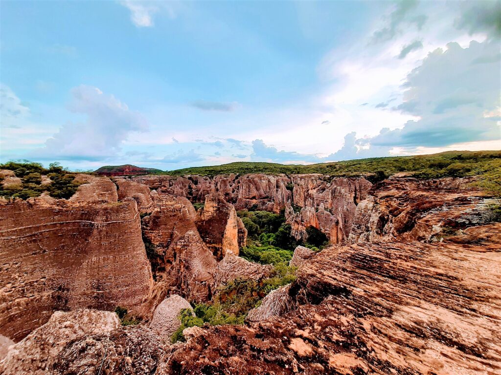 Caatinga landscape and cliffs in Serra da Capivara National Park, Piau&iacute;